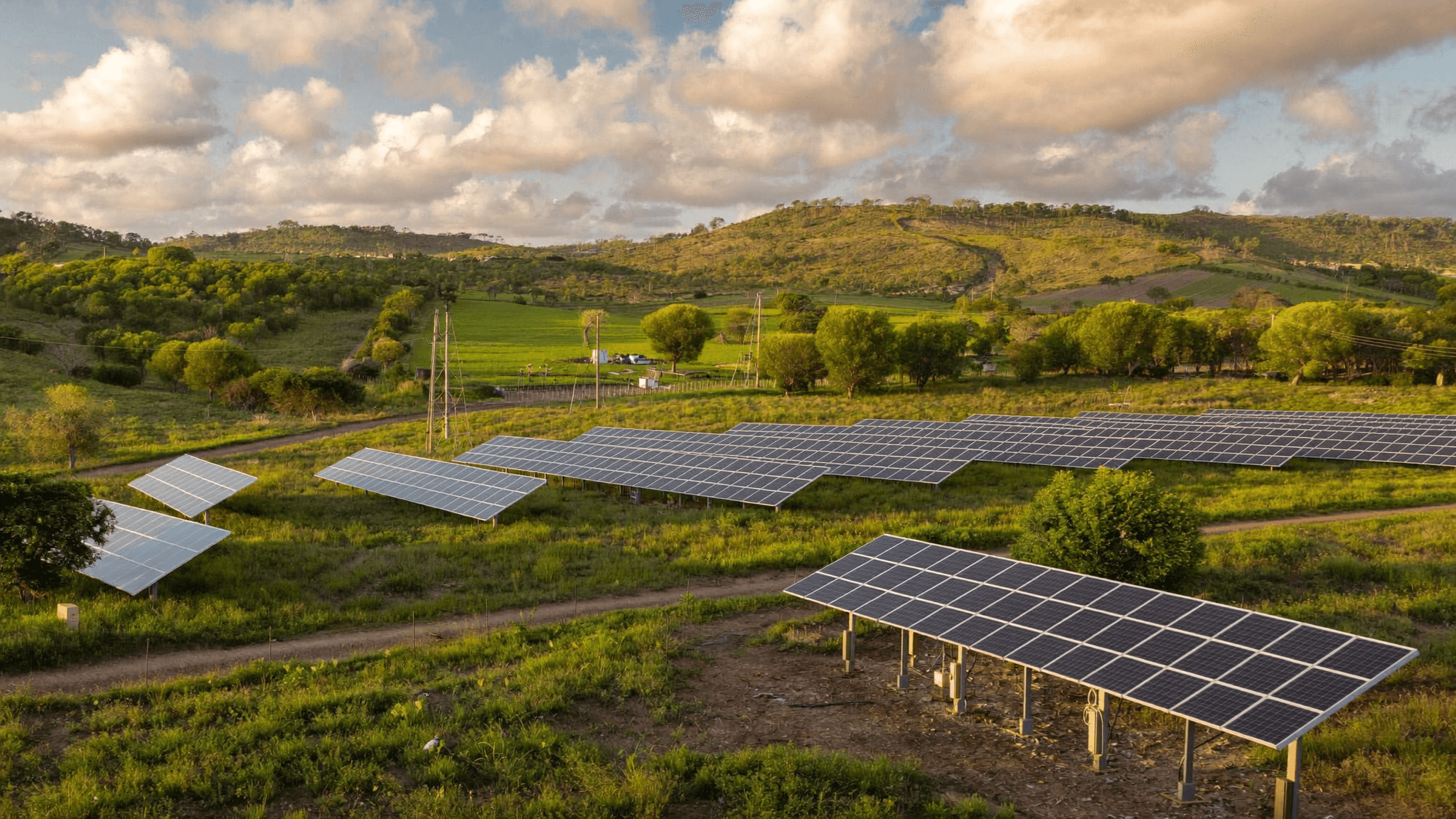 Solar panels in a rural landscape (illustration)
